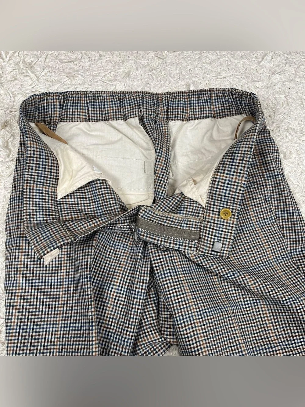 45R Check Pattern Wool Slacks Pants - Picture 5 of 15